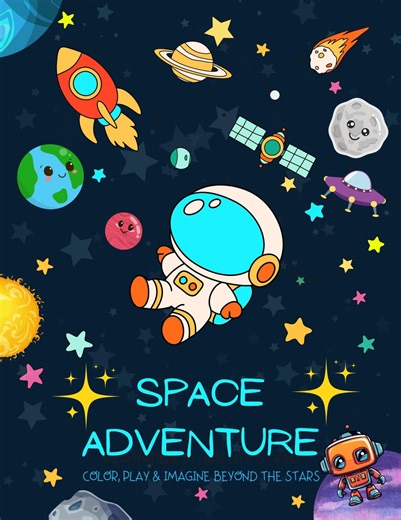 Space Adventure Activity Book for Kids | 20 Page Printable PDF Workbook | Coloring Pages, Mazes, Puzzles & Learning Games - Etsy