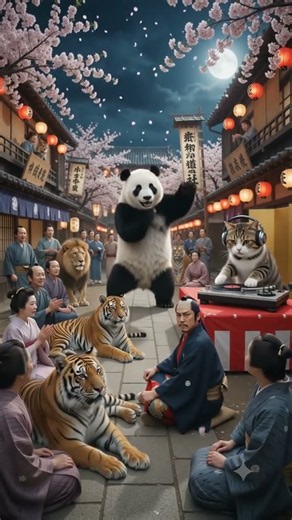 Samurai Sukeroku & DJ Cats in Edo! 🐅🎧 / 【歌舞伎×現代フェス】吉原の花道で巻き起こる、虎マスク助六と猛獣たちのストリート大乱舞 #Shorts
