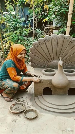 ময়ূর চুলা মাটি দিয়ে তৈরি। #motivation #parrot #banglasarabarnaandbanjanbarna #birds #birdwings