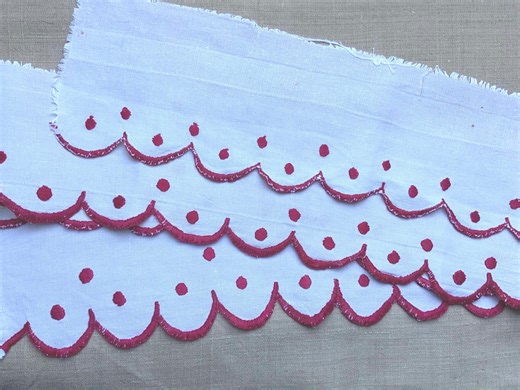 Vintage French Cotton Shelf, Mantle Edging, Red Embroidered Shelf Trim, Kitchen Shelf Trim, Pantry Shelf Trim. - Etsy