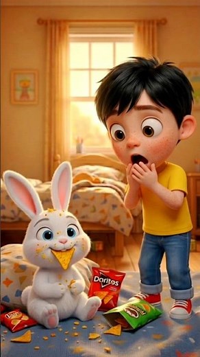 BUNBUN STOLE MILO'S SECRET CHIPS!! 🐰🍟💥 #animation #kidsanimation #cartoon