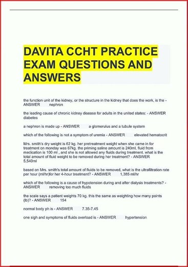Davita Ccht Practice Exam Questions And Answersupdate video