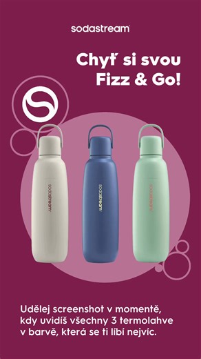 Sodastream CZ on Instagram: "Chceš vyhrát termolahev Sodastream Fizz & Go? 🔥❄️ Udrží teplotu nápoje až 12 hodin — ať je horký nebo studený. Je ideální na horký čaj i osvěžující perlivou vodu. Dostupná ve 3 barvách: 🌿 Mint 🌾 Sand 🌪️ Storm Jak se zapojit? 1️⃣ Udělej screenshot ve chvíli, kdy uvidíš všechny tři termolahve v barvě, která se ti líbí nejvíc ✋📸 2️⃣ Pošli screenshot do DM 💌 3️⃣ Do komentáře pod tento příspěvek napiš název barvy, která se ti líbí nejvíc - MINT nebo SAND nebo STORM 