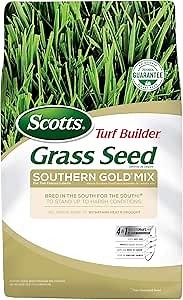Scotts Turf Builder Grass Seed Southern Gold Mix for Tall Fescue Lawns, Stands Up to Harsh Conditions, 7 lbs