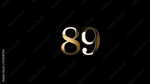 Golden number 89 with golden particles, alpha channel, golden numerology, golden number eighty nine