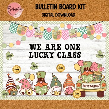 St. Patrick's Day Bulletin Board Lucky Gnomes Theme | March Classroom Door Decor