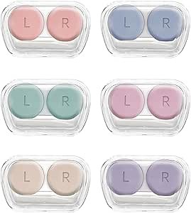 Vastsoon Contact Lens Case, Pack of 6 Portable Contact Solution Soaking Case with Contact Lens Applicator Tool for Daily Use, Travel Size
