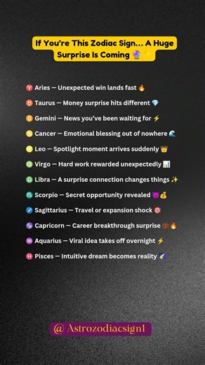 If You’re This Zodiac Sign… A Huge Surprise Is Coming 🔮✨ #usaastrology #zodiacdaily #zodiaclife
