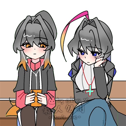 eyes contact trend👀.with my yuri ship :D edit :the upside down cross is not related the religion, it's because the character who wear the cross dislike the creator(me),I respect Jesus.(我發現他們兩個居然是互補色，嗑到了😍） #alightmotion #animation #tweening #fyp #trend