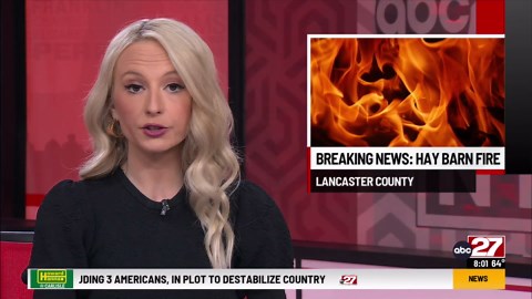 Crews battle hay barn fire in Lancaster County