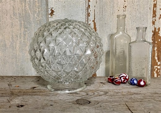 Vintage Round Replacement Globe — Art Deco/geometric Design Glass Shade — Antique Ceiling Light Cover - Etsy