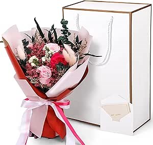 Preserved Flowers Bouquets, Flowers for Delivery Real Preserved Flowers Roses Bouquets Anniversary Graduation Birthday Gifts for Women Her Mom Grandma Wife Friends (Pink)