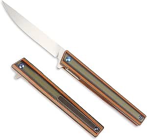 CIVIVI Cogent Button Lock Flipper Pocket Knife, 14C28N Blade G10 Handle, Good for Outdoor EDC Camping C20038D-1 (Black)