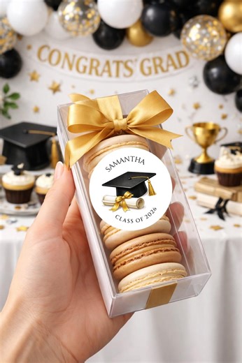 Graduation Labels Class of 2026 Personalized Name Stickers, Gold Bow Black Cap Graduation Favor Labels, Custom Printed Party Tags - Etsy