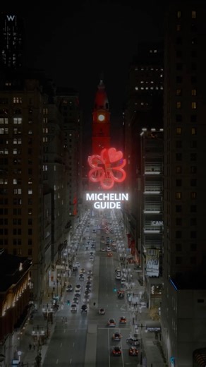 Painted the town MICHELIN Red. ❤️⭐️. Philly’s skyline was lit up in honor of the MICHELIN Guide Northeast Cities ceremony. 🎥: Elevated Angles | Discover Philadelphia
