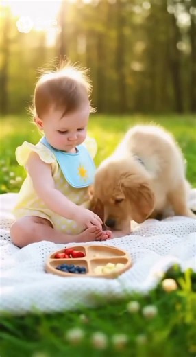 Baby’s Picnic Helper… A Puppy With Too Much Enthusiasm