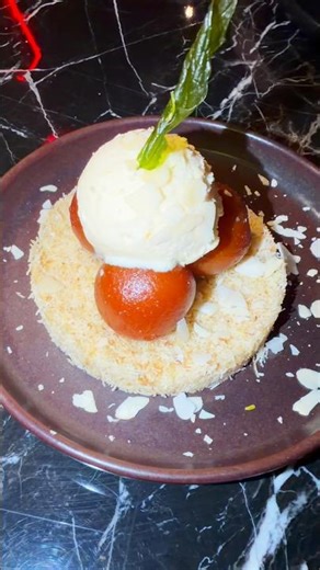 Kunafa Ice Cream with Gulab Jamun | Dessert Plating Ideas #shorts