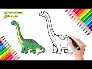 How to Draw a Brontosaurus Dinosaur Easily! 🦕 | Easy Drawing And Painting For Kids | Gdb Kids Art