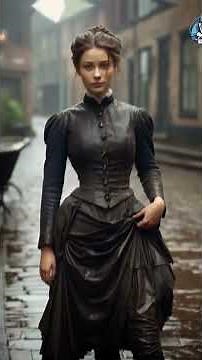1880s wetlook victorian dress