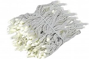 Novelty Lights 46.5 Feet 140 Light LED Chasing Christmas String, 16 Function Controller, Warm White on White Wire, UL Listed for Indoor/Outdoor Use