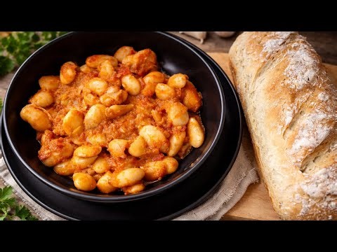 Φαγητό ξυλόσομπας: φασόλια γίγαντες και ζυμωτό ψωμί 🫘🍞#tastyrecipes#tastyfood#subscribemychannel