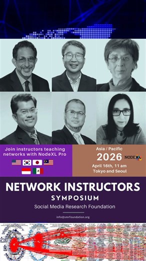 Join us for this exciting event!Dr. Marc Smith (USA), Dr. Han Woo Park (South Korea), Dr. Irwan Dwi Arianto (Indonesia), Dr. Leslie Tkach-Kawasaki (Japan), Dr. Mohd Ali Samsudin (Malaysia) and Dr. Vero Espinoza (Mexico)#NodeXL #SocialListening #networkscience #socialmedia