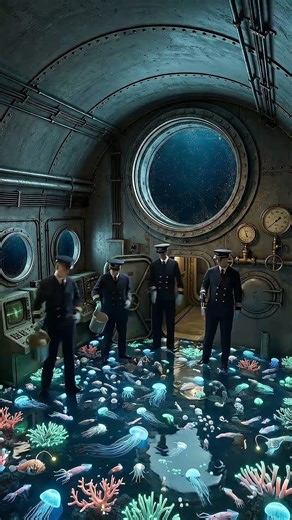 Submarine Crew Build a Bioluminescent Ocean on a Floor
