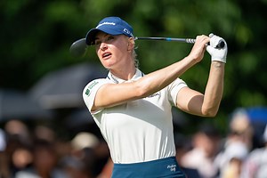 Charley Hull flaunts her smooth swing at a 103-year-old golf club in England