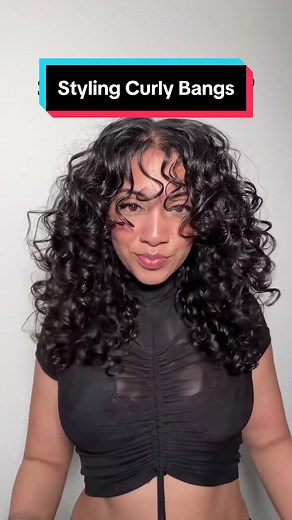 Curly Bang Styling Tutorial 🖤 #curlyhairtutorial #curlyhairroutine #curlybangs