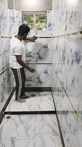 Bathroom Wall Tiles Fitting With Half Inch Golden Bit Design #design #tiles #fitting #work #discount | Sufal Das