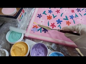 Texture painting with acrylic & putty | Easy canvas art tutorial! 🎨 | Modeling paste flower art #yt