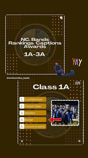 @Northcarolina_bands on Instagram - “NC Bands 1A-3A Rankings We're excited to announce that the rankings are officially out! After reviewing responses, we chose to move forward with the regular theme. A great deal of time and care went into developing these scores, as evaluating smaller ensembles presents unique challenges compared to larger programs. We truly hope you enjoy the awards and recognize the work behind them. Wishing everyone a Merry Christmas and a Happy New Year, we look forward to