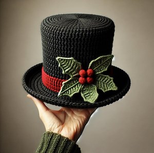 Crochet Holiday Top Hat Pattern: Beginner-friendly Christmas Holly Design (digital Download) - Etsy