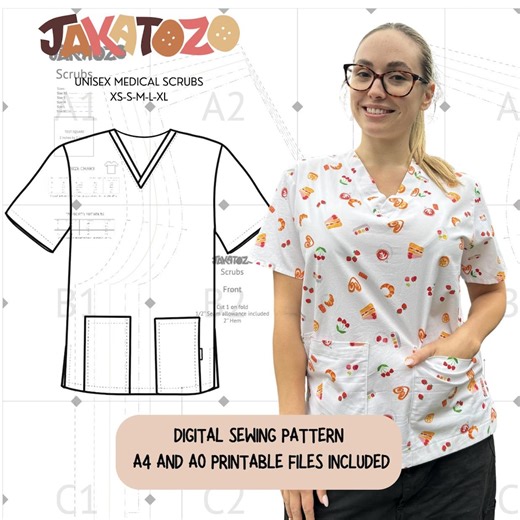 Unisex Scrubs DIGITAL Sewing Pattern With YT Video Tutorial - Etsy Australia