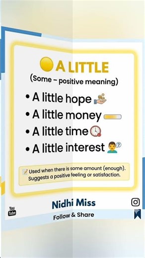 Little vs A Little | Difference Explained with Examples | English Grammar