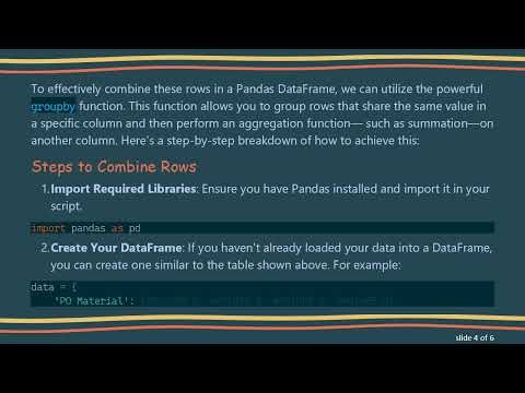 How to Combine Rows in a DataFrame by Summing Values in Python Pandas