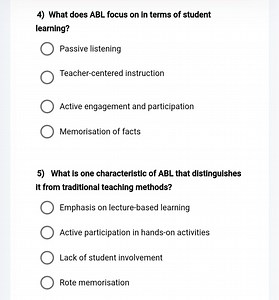 4) What does ABL focus on in terms of student learning?Passive... | Filo