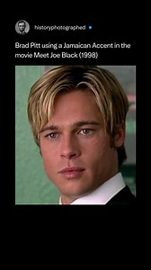 620K views · 4.5K reactions | In Meet Joe Black (1998), Brad Pitt's attempt at a Jamaican accent for his character (Death inhabiting a man's body) became one of the film's most debated elements. While some viewers found it distracting, Pitt maintained it was intentional - meant to sound "otherworldly" rather than authentically Jamaican. The accent is part of a scene where Death, experiencing human life, interacts with an elderly Jamaican woman. | History In Pictures | Facebook