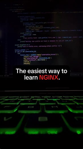 Jane on Instagram: "Comment “LINK” to get links! 🚀 Learn NGINX the easy way (Reverse Proxy, Load Balancing, SSL) If NGINX feels confusing right now, you’re not alone 😭 But once you understand the logic, it becomes one of the most powerful tools in backend and DevOps. Here’s the simplest roadmap to learn NGINX step by step: 1️⃣ Understand what NGINX actually does Web server vs reverse proxy vs load balancer You will finally understand why everyone uses it in production 2️⃣ Learn the core NGINX 