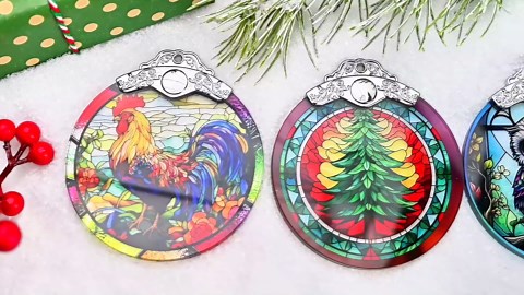 Owl Christmas Ornaments - Stained Glass Holiday Decorations, Tree Ornaments, Xmas Gifts for Owl Lovers
