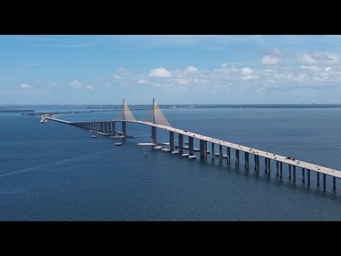 Sunshine Skyway Bridge - Tampa Bay, Florida U.S.A. 4K UHD 31.07.2025