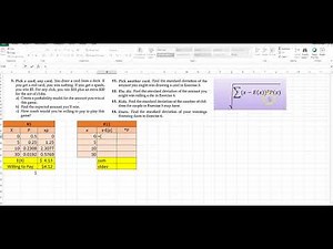 standard dev of expected value on excel