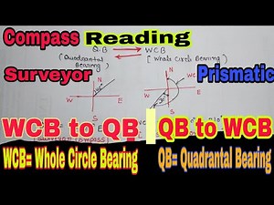 What is Bearing WCB and QB in Compass Surveying / Whole Circle Bearing and Quadrantal Bearing.