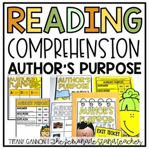 Author's Purpose Activities (Answer, Describe, or Explain) Reading Comprehension