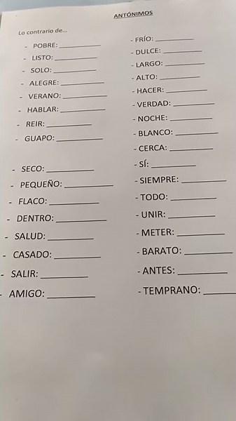 Sinónimos y antónimos