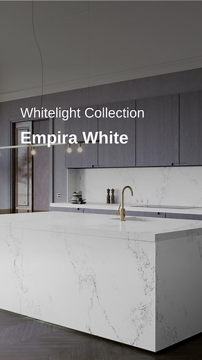 Not your average white countertops. Caesarstone Empira White offers a timeless white base with soft hues of grey to bring together movement and shadow, along with the impressive interplay of darkness and light. Explore more colours from our Whitelight collection today:https://www.caesarstone.ca/whitelight-collection/ | Caesarstone Canada | Facebook
