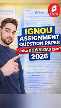 How To Download IGNOU Assignment Question Paper 2026 🔥#ignou #assignment #how #viral #trending #news
