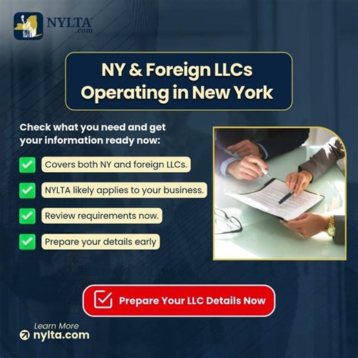 NY LLC Transparency Filing Starts January 1, 2026 Pre-Register to Avoid 500 per Day Penalties