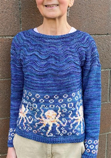 Knitting Sweater Pattern / Ocean Tide Octopus / Woman / (PDF Download) Language: English, German, Italian. - Etsy