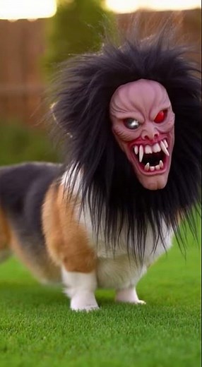 Golden Retriever Loses Its Mind Over Corgi’s Scary Mask Prank 🐶😂